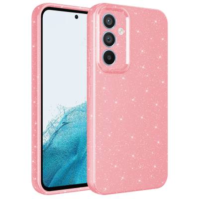 Galaxy A14 Case Camera Protected Silvery Luxury Zore Cotton Cover Pink