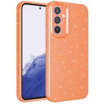 Galaxy A14 Case Camera Protected Silvery Luxury Zore Cotton Cover Orange