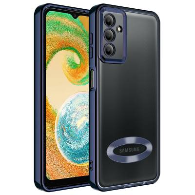 Galaxy A14 Case Camera Protected Zore Omega Cover Showing Logo Navy blue