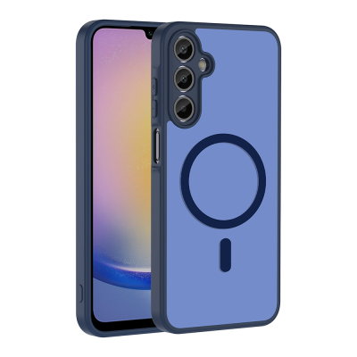 Galaxy A14 Case M-safe Charging Enabled Zore Ballet Flat Cover Navy blue