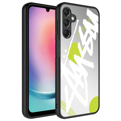 Galaxy A14 Case Mirror Patterned Camera Protected Glossy Zore Mirror Cover Yazı