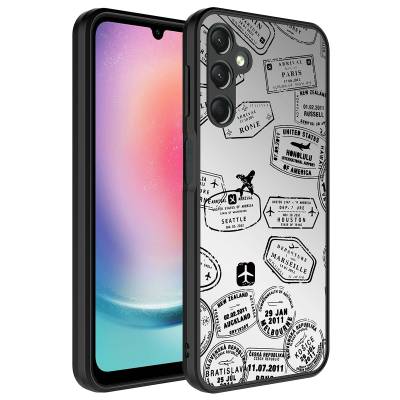 Galaxy A14 Case Mirror Patterned Camera Protected Glossy Zore Mirror Cover Seyahat