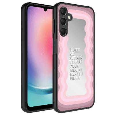 Galaxy A14 Case Mirror Patterned Camera Protected Glossy Zore Mirror Cover Ayna