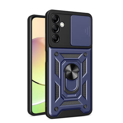 Galaxy A14 Case Magnetic Stand Camera Protector Zore Sliding Vega Cover Blue