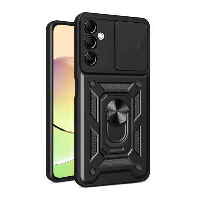 Galaxy A14 Case Magnetic Stand Camera Protector Zore Sliding Vega Cover Black