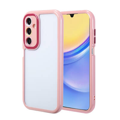 Galaxy A15 Case Camera Protected Colored Edge and Frame Design Zore Vitamin Cover Plum