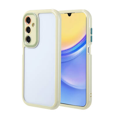 Galaxy A15 Case Camera Protected Colored Edge and Frame Design Zore Vitamin Cover Green