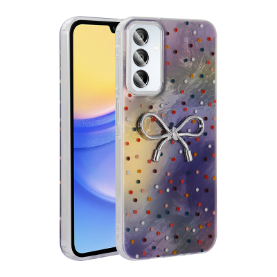 Galaxy A15 Case Camera Protection Figured Zore Ponti Silicone Cover Lila