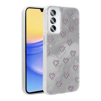 Galaxy A15 Case Camera Protection Figured Zore Ponti Silicone Cover White