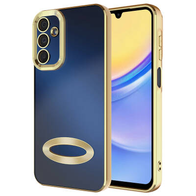 Galaxy A15 Case Camera Protection Zore Omega Cover Showing Logo Gold