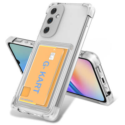 Galaxy A15 Case Zore G-Card Cover with Airbag Design and Transparent Card Holder Colorless