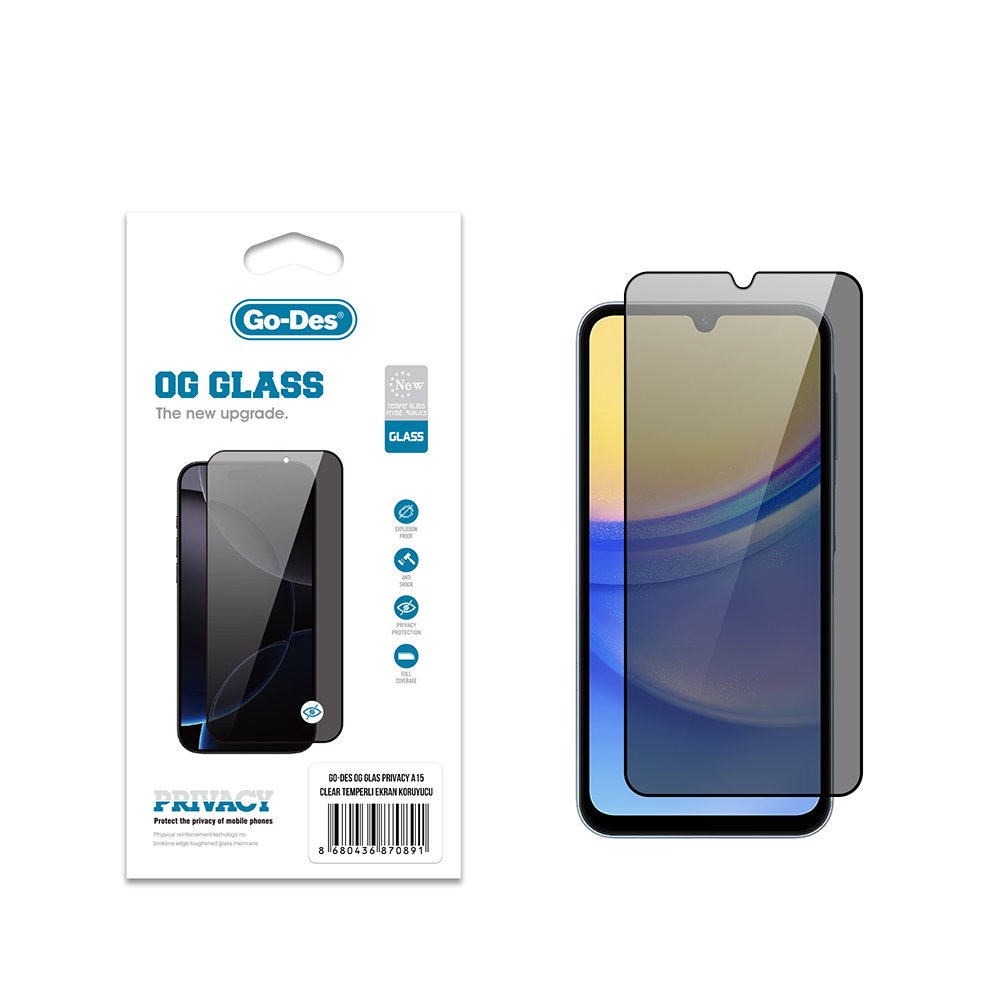Galaxy A15 Go Des OG Glass Privacy Antistatic Tempered Glass Screen Protector - 1