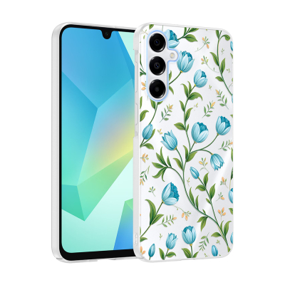 Galaxy A16 Case with Camera Protector, Patterned Zore Clip Cover Mavi Lale