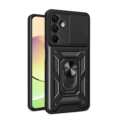 Galaxy A16 Case with Magnetic Stand Camera Protection Zore Sliding Vega Cover Black