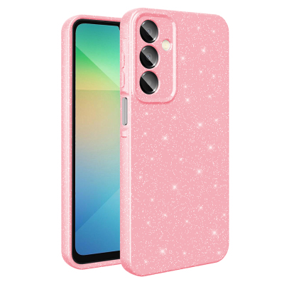 Galaxy A16 Kılıf Kamera Korumalı Simli Lüks Zore Koton Kapak Açık Pembe
