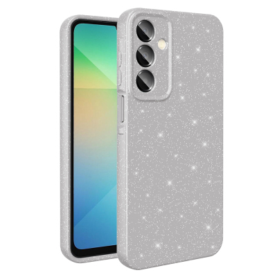 Galaxy A16 Kılıf Kamera Korumalı Simli Lüks Zore Koton Kapak Gümüş
