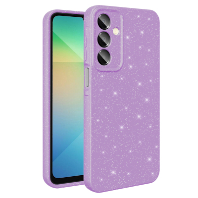 Galaxy A16 Kılıf Kamera Korumalı Simli Lüks Zore Koton Kapak Lila