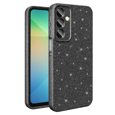 Galaxy A16 Kılıf Kamera Korumalı Simli Lüks Zore Koton Kapak Siyah