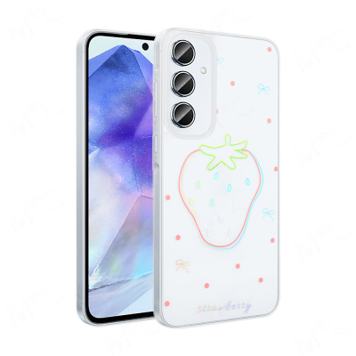 Galaxy A16 Kılıf Şeffaf Figürlü Zore Folk Sert Kapak Çilek