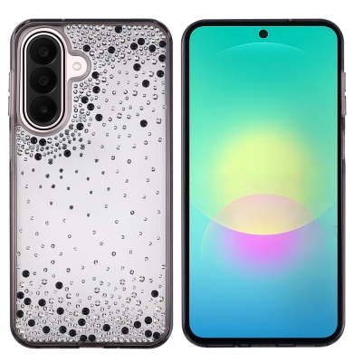 Galaxy A17 Case Airbag Design Drop Stone Embellished Transparent Zore Pera Silicone Cover Black