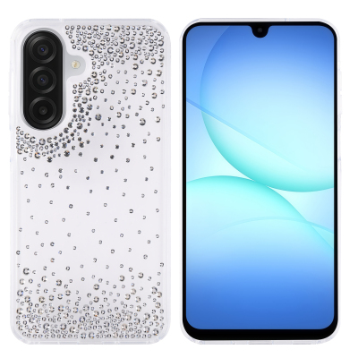Galaxy A17 Kılıf Airbag Tasarımlı Damla Taşlı Şeffaf Zore Pera Silikon Kapak Şeffaf