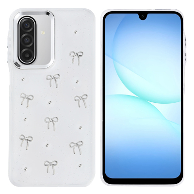 Galaxy A17 Kılıf Airbag Tasarımlı Simli Şeffaf Zore Kutup Kapak Fiyonk