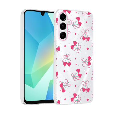 Galaxy A17 Kılıf Kamera Korumalı Desenli Zore Klip Kapak Kalpli Kiraz