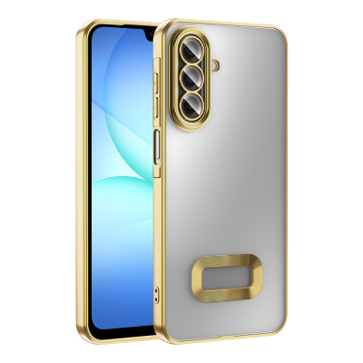 Galaxy A17 Kılıf Kamera Korumalı Logo Gösteren Zore Omega Kapak Gold