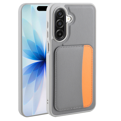 Galaxy A17 Kılıf Kartlıklı Zore X-Kart Silikon Kapak Koyu Gri