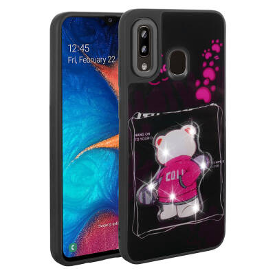 Galaxy A20 Case Shining Embossed Zore Amas Silicone Cover with Iconic Figure Black