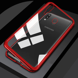 Galaxy A20 Case Zore Devrim Magnetic Glass Cover Red
