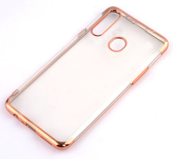 Galaxy A20S Kılıf Zore Dört Köşeli Lazer Silikon Kapak Rose Gold