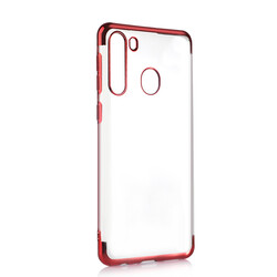 Galaxy A21 Case Zore Dört Köşeli Lazer Silicon Cover Red