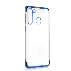 Galaxy A21 Case Zore Dört Köşeli Lazer Silicon Cover Blue