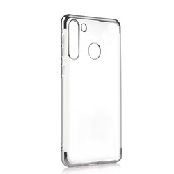 Galaxy A21 Case Zore Dört Köşeli Lazer Silicon Cover Grey