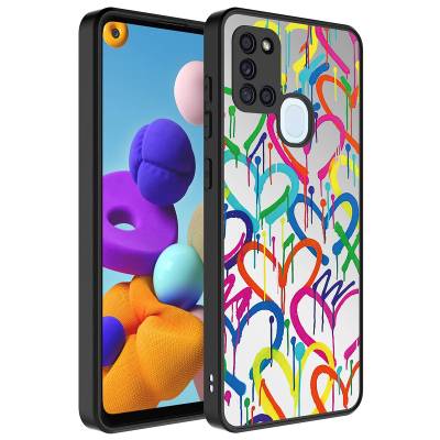 Galaxy A21S Case Mirror Patterned Camera Protected Glossy Zore Mirror Cover Kalp