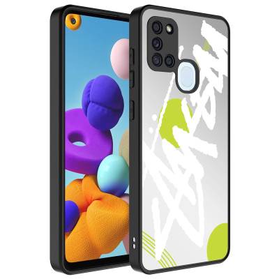 Galaxy A21S Case Mirror Patterned Camera Protected Glossy Zore Mirror Cover Yazı
