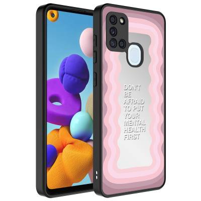 Galaxy A21S Case Mirror Patterned Camera Protected Glossy Zore Mirror Cover Ayna