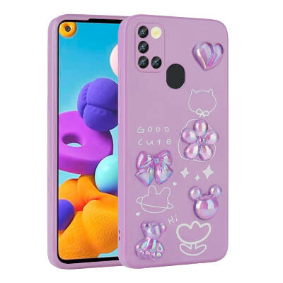 Galaxy A21S Case Relief Figured Shiny Zore Toys Silicone Cover Purple