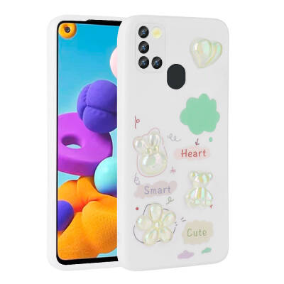 Galaxy A21S Case Relief Figured Shiny Zore Toys Silicone Cover White