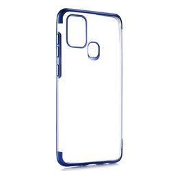 Galaxy A21S Case Zore Dört Köşeli Lazer Silicon Cover Blue