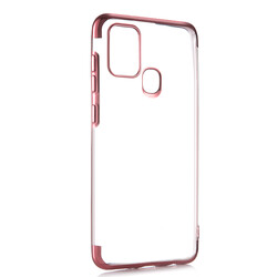 Galaxy A21S Case Zore Dört Köşeli Lazer Silicon Cover Rose Gold