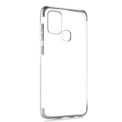 Galaxy A21S Case Zore Dört Köşeli Lazer Silicon Cover Grey