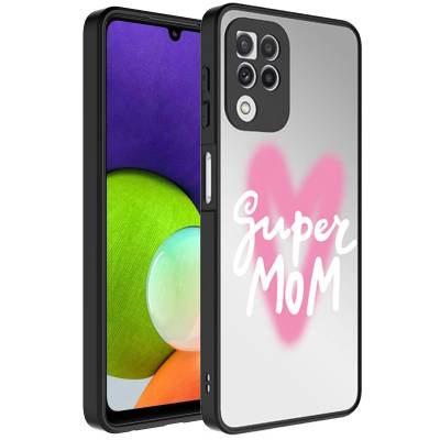 Galaxy A22 4G Case Mirror Patterned Camera Protected Glossy Zore Mirror Cover Süper Anne
