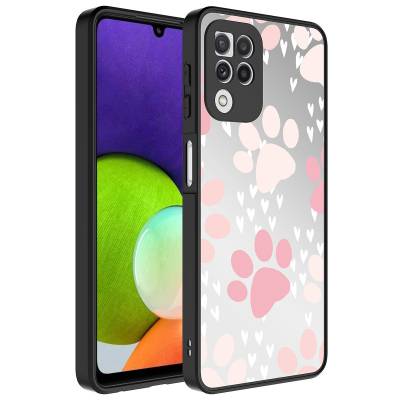 Galaxy A22 4G Case Mirror Patterned Camera Protected Glossy Zore Mirror Cover Pati