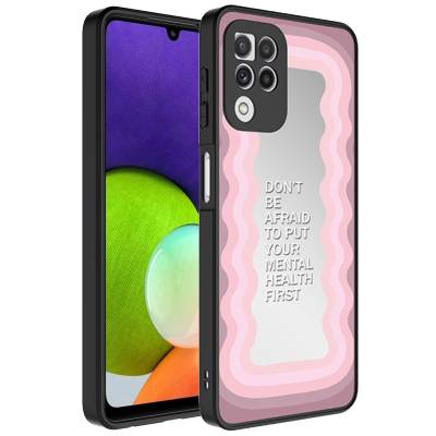 Galaxy A22 4G Case Mirror Patterned Camera Protected Glossy Zore Mirror Cover Ayna