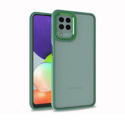 Galaxy A22 4G Case Zore Flora Cover Green
