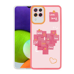 Galaxy A22 4G Case Zore M-Fit Patterned Cover Love Story No2