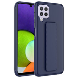 Galaxy A22 4G Case Zore Qstand Cover Navy blue