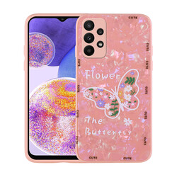Galaxy A23 Kılıf Desenli Sert Silikon Zore Mumila Kapak Pink Flower